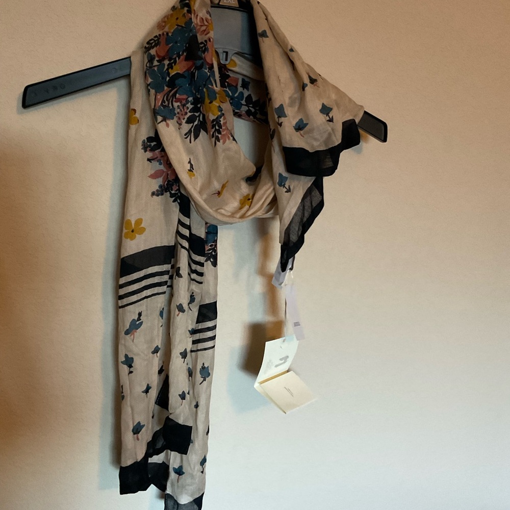 Loft Floral and Striped Scarf light weight material